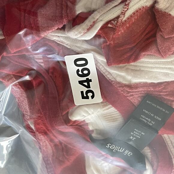 Ali Miles Tunic Top Womens 2X Striped Textured Crinkle Stretch Artsy Lagenlook - Picture 13 of 13